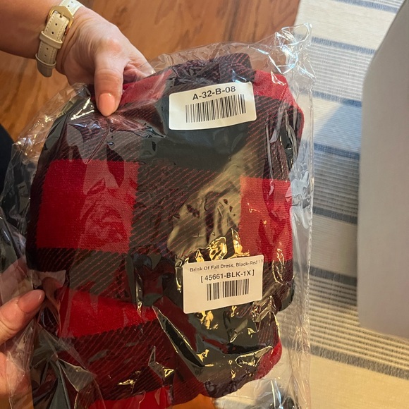 New! Emerald Red and Black Plaid Dress - Picture 5 of 5